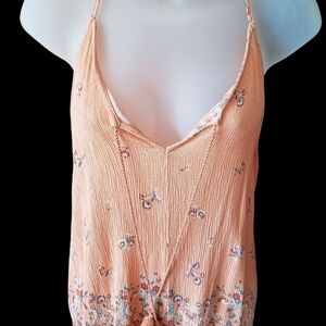 Orange and Pink Tie Front Top